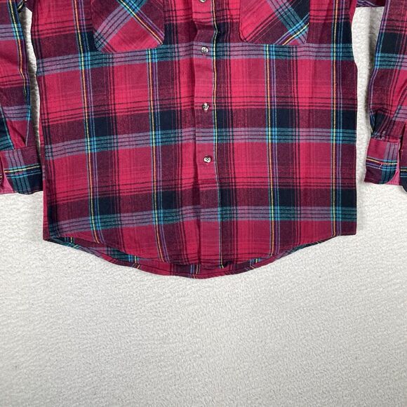 VTG Northwest Territory Shirt Mens Medium Red Plaid Acrylic Flannel Lumberjack - Picture 5 of 14